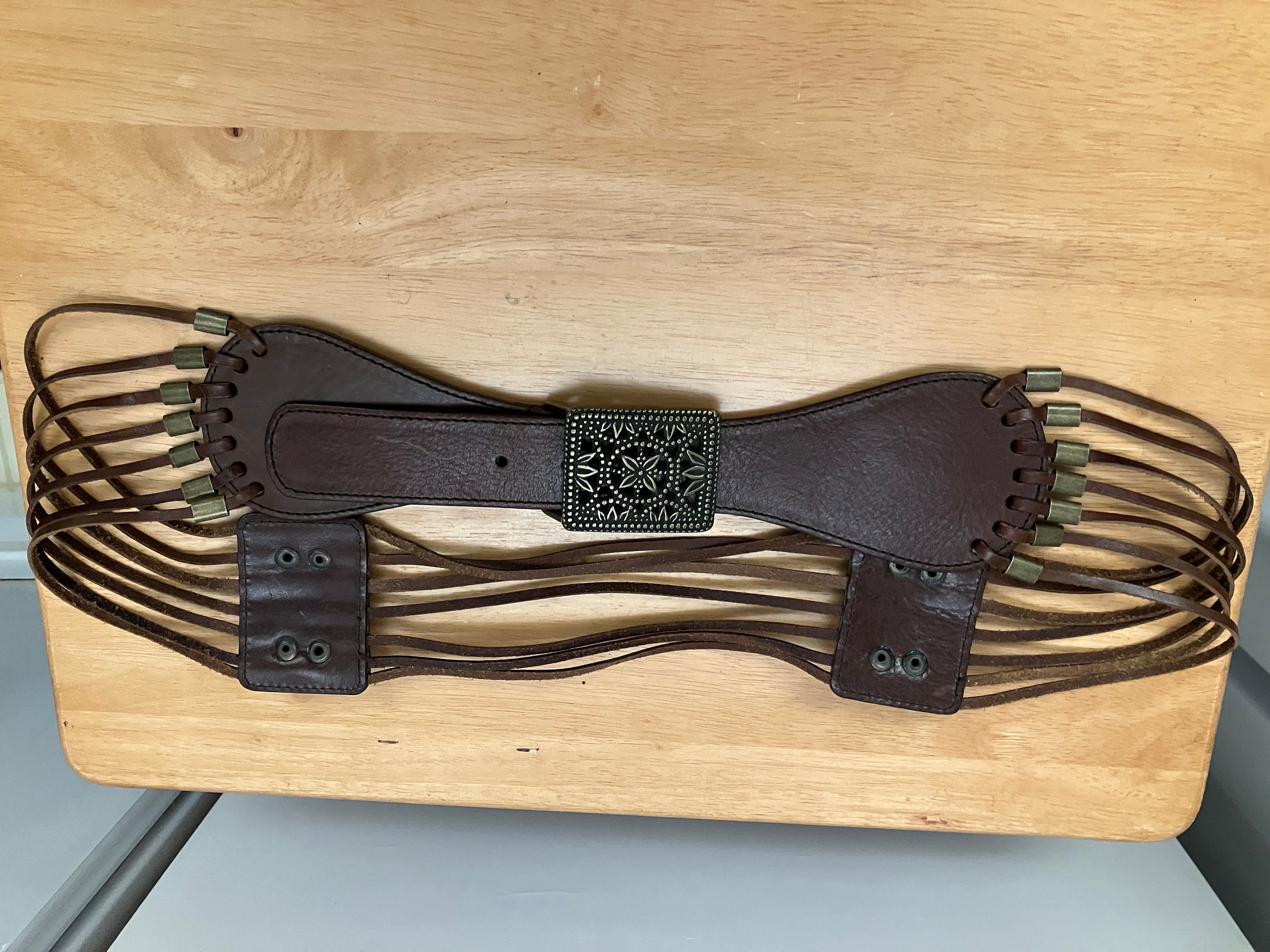 Vintage Olga Santini Concha Hip Belt Leather Braided Brown 90s Boho Y2K Western Olga Santini Belts - Etsy main image 3
