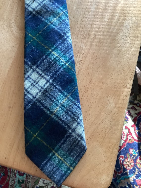 Vintage Pendleton necktie wool tartan plaid skinny