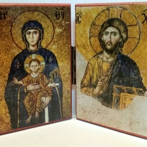Orthodox diptych icon of Christ &Theotokos from Hagia Sophia