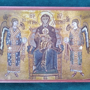 ORTHODOX ICON of The Theotokos with Archangels Michael & Gabriel from Hagia Sophia