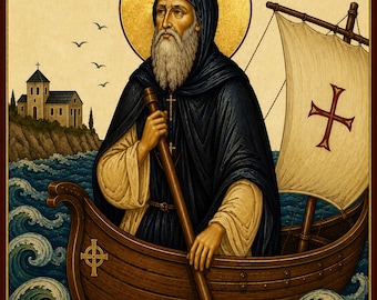 ORTHODOX ICON of St. Brendan the Navigator