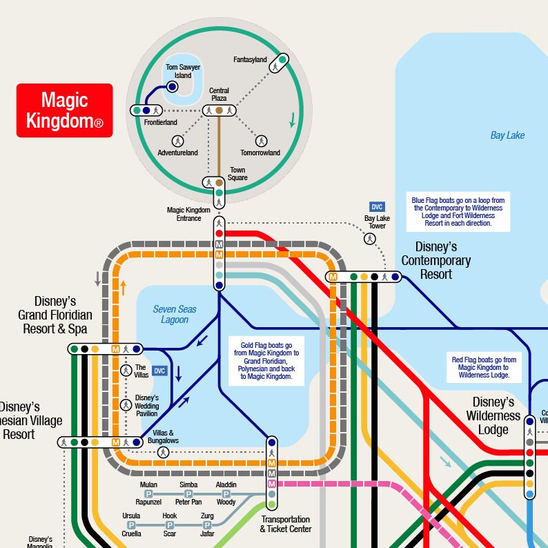 Walt Disney World Transportation Map 36 X 24 Inch On Premium Etsy Walt disney world transportation map 36 x 24 inch on premium etsy