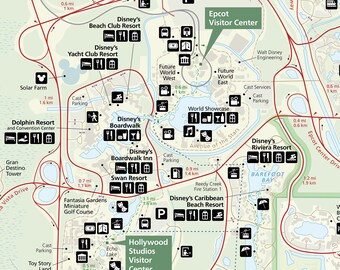 Walt Disney World Resort Map (national Park-style) With Points-of