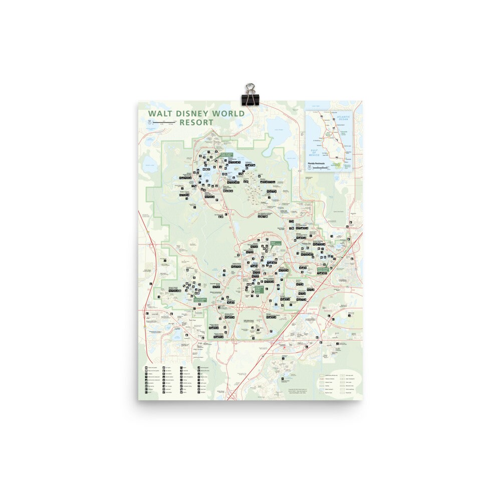 Walt Disney World Resort National Park Style Map With Etsy