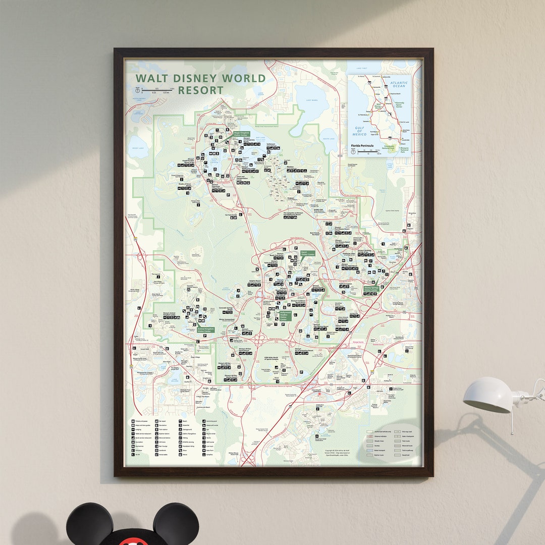 非売品　Walt Disney World Resort 地図デザイン Walt Disney World Resort Map (national Park-style) With