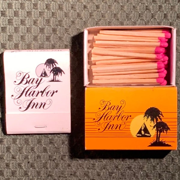 Vintage Matchbooks, Bay Harbor Inn, Tampa, Florida, Matchbox, 20 Strike, Lot Of 2, W/ All Match Sticks, FREE SHIP In UsA