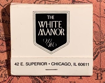 Vintage Matchbook, The White Manor, Restaurant, Chicago, Illinois, W/ 30 Match Sticks, FREE SHIP In UsA