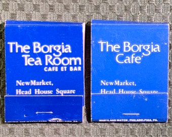 VIntage Matchbooks, Borgia Cafe, Tea Room, Philadelphia, PA, Lot Of 2, W/ All Match Sticks, FREE SHIP In UsA