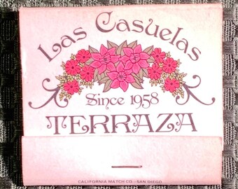 Vintage Matchbook, Las Casuelas, Terraza, Restaurant, Palm Springs, California, W/ 30 Matches, FREE SHIP In UsA