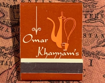 Vintage Matchbook, Omar Khayyam, Armenian, Shish Kabob, Restaurant, California, Front Strike, W/ 20 Matches, FREE SHIP In UsA