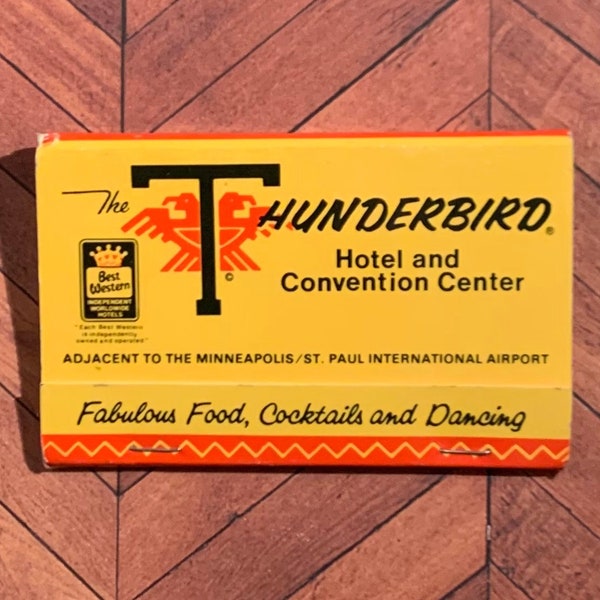 Vintage Matchbook, Thunderbird, Hotel, Convention Center, St Paul, Minneapolis, MN, W/ 40 Match Sticks, FREE SHIP In UsA