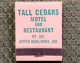 Vintage Matchbook, Tall Cedars Motel & Restaurant, Upper Marlboro, Maryland, Front Strike, W/ 20 Match Sticks, FREE SHIP In UsA