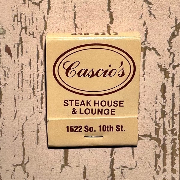 Vintage Matchbook, Cascios, Restaurant, Omaha, Nebraska, W/ 20 Match Sticks, FREE SHIP In UsA