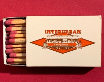 Vintage Matchbook, Innterurban, Railroad Themed Restaurant, Norman Oklahoma, OK, Matchbox, W/ Wooden Match Sticks, FREE SHIP In UsA