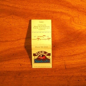 Vintage Matchbook, Sinbads, Pier 2 Restaurant, San Francisco, Bay Bridge, w/ 20 Matches, FREE SHIP In UsA image 3