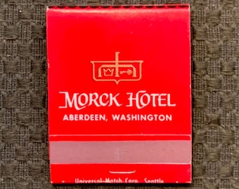 Vintage Matchbook, Morck Hotel, Aberdeen, Washington, WA, Front Strike, w/ 20 Match Sticks, FREE SHIP In UsA