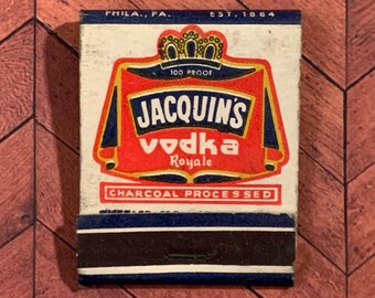 Vintage Matchbook, Jacquins, Vodka, Cordials, Liquor, Front Strike, W/ 20 Match Sticks, FREE SHIP In UsA