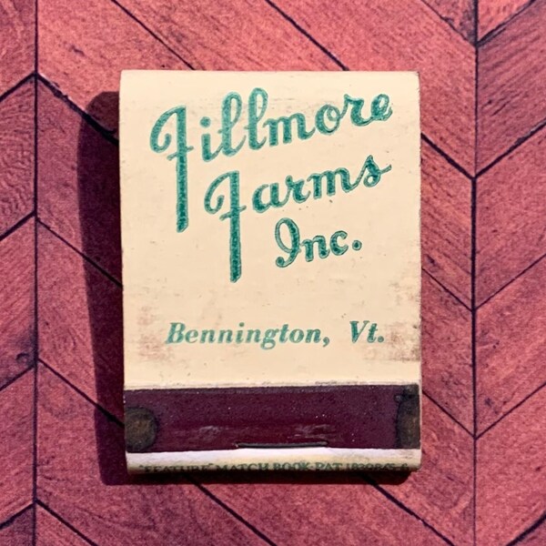 Vintage Matchbook, Fillmore Dairy Farms, Bennington, Vermont, Feature Matchbook, Missing 2 Match Sticks, FREE SHIP In UsA