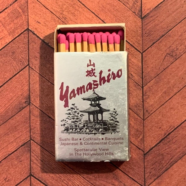 Vintage Matchbook, Yamashiro, Japanese, Restaurant, Hollywood, California, Matchbox, W/ Wooden Match Sticks, FREE SHIP In UsA