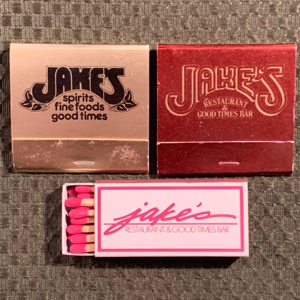 Vintage Matchbooks, Jakes Restaurant, Montana, Idaho, Lot Of 3, Matchbox, 20 Strike, W/ All Match Sticks, FREE SHIP In UsA