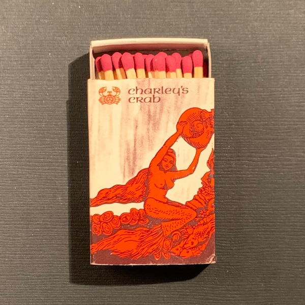 Vintage Matchbook, Chuck Muer, Charleys Crab, Restaurant, Girlie, Matchbox, W/ Wooden Match Sticks, FREE SHIP In UsA