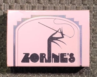 Vintage Matchbook, Zornes, Ice Cream, Restaurant, Chicago IL, Matchbox, W/ Wooden Match Sticks, FREE SHIP In UsA