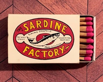 Vintage Matchbook, Sardine Factory, Restaurant, Cannery Row, Monterey, California, Matchbox, W/ Wooden Matches, FREE SHIP In UsA