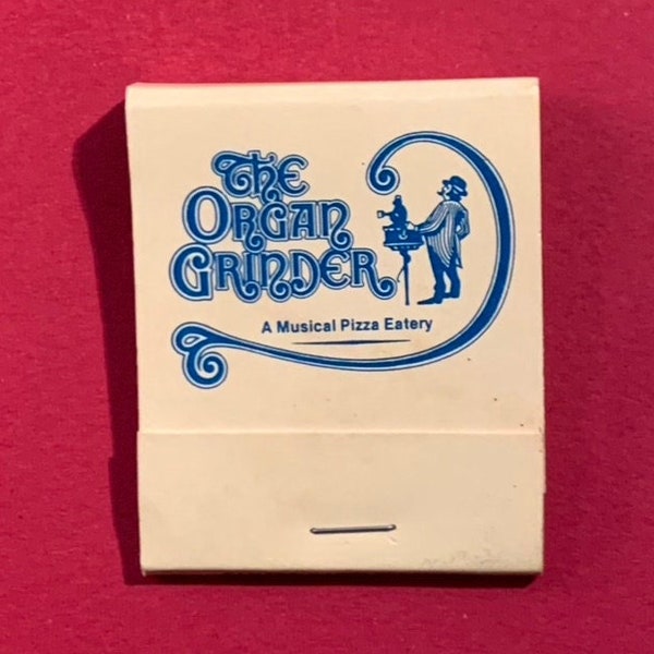 Vintage Matchbook, The Organ Grinder, Pizza, Pipe Organ, Restaurant, Canada, W/ 20 Match Sticks, FREE SHIP In UsA