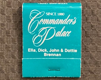 Vintage Matchbook, Commanders Palace, Restaurant, New Orleans, Louisiana, W/ 20 Match Sticks, FREE SHIP In UsA