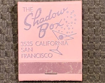 Vintage Matchbook, The Shadow Box, Piano Bar, Restaurant, San Francisco, California, Front Strike, W/ 20 Match Sticks, FREE SHIP In UsA