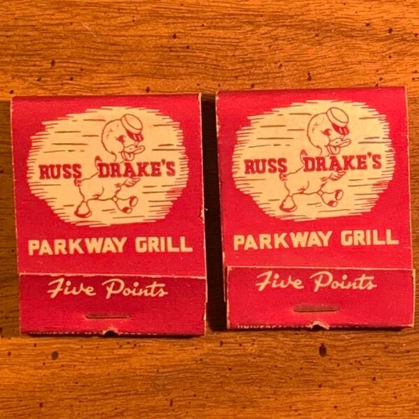 Vintage Matchbooks, Drakes, Parkway Grill, Restaurant, Five Points, Alabama, Lot Of 2, w/ All Match Sticks, FREE SHIP In UsA