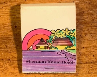 Vintage Matchbook, Sheraton, Hotel, Honolulu, Hawaii, Kauai, w / 20 Match Sticks, FREE SHIP In USA