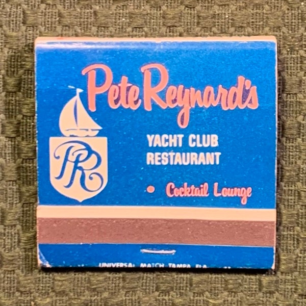 Vintage Matchbook, Pete Reynards, Yacht Club, Restaurant, Holmes Beach, Florida, W/ All 28 Matches, FREE SHIP In UsA