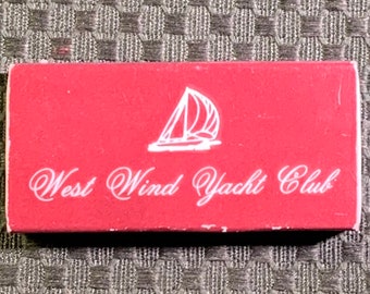 Vintage Matchbook, West Wind, Yacht Club, Freeport NY, Matchbox, W/ Wooden Matches, FREE SHIP In UsA