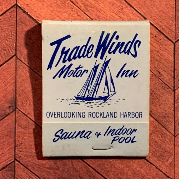 Vintage Matchbook, Trade Winds, Motor Inn, Red Jacket Restaurant, Rockland Maine, W/ 20 Match Sticks, FREE SHIP In UsA