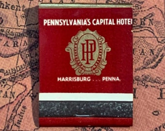 Vintage Matchbook, Penn Harris, Hotel, Harrisburg, Pennsylvania, Front Strike, W/ 20 Match Sticks, FREE SHIP In UsA