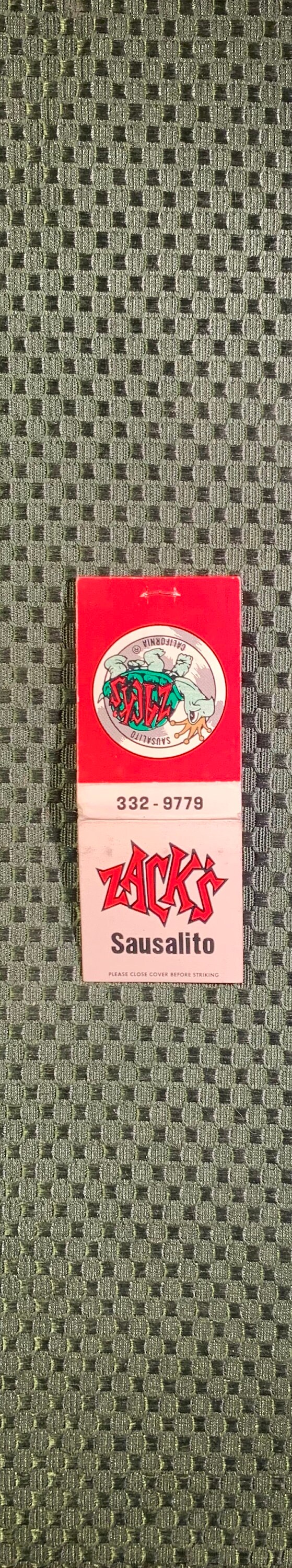 Vintage Matchbook Zacks Restaurant Sausalito California Etsy