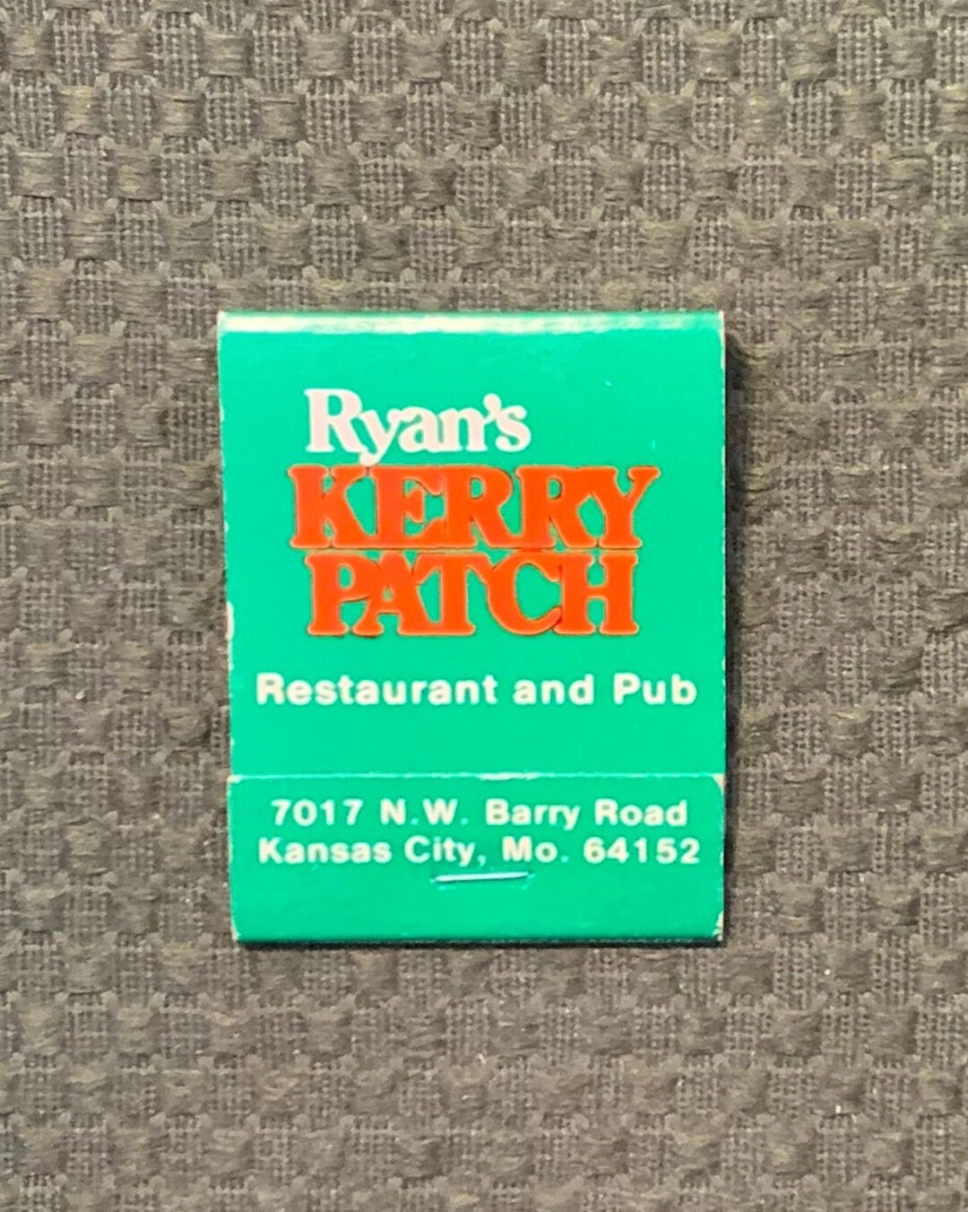 Vintage Matchbook, Ryans Kerry Patch, Restaurant, Pub, Kansas City