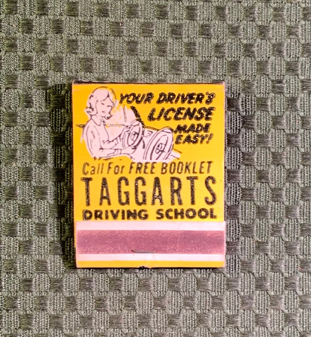 Pochette d'allumettes vintage, Taggarts Driving School, New Jersey, NJ