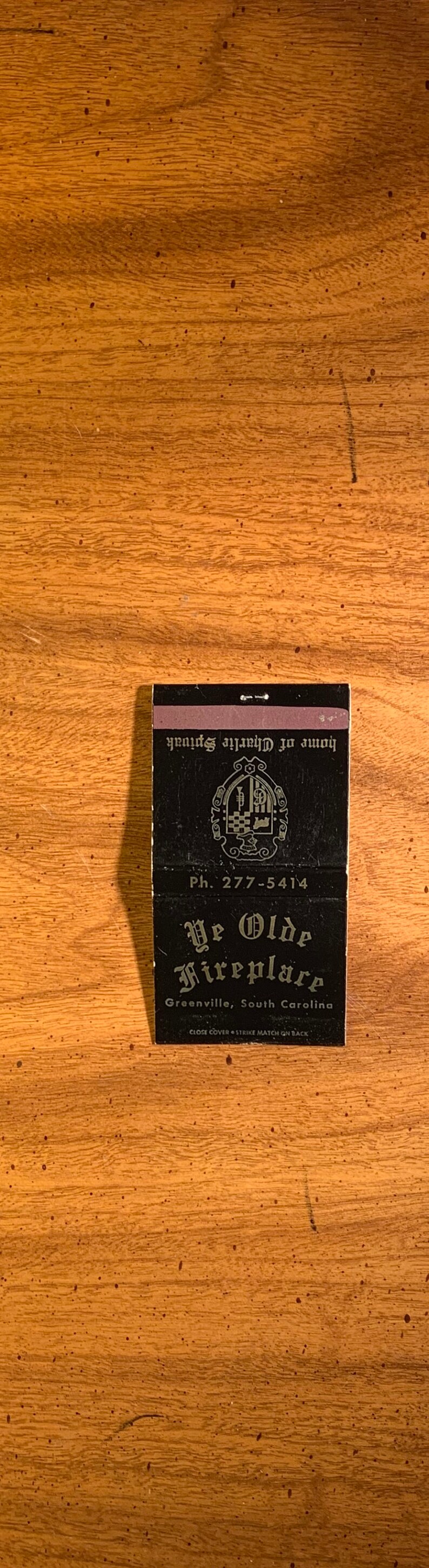 Vintage Matchbook, Ye Olde Fireplace, Restaurant, Greenville, SC, Charlie Spivak, W/ 30 Match Sticks, FREE SHIP In UsA image 4