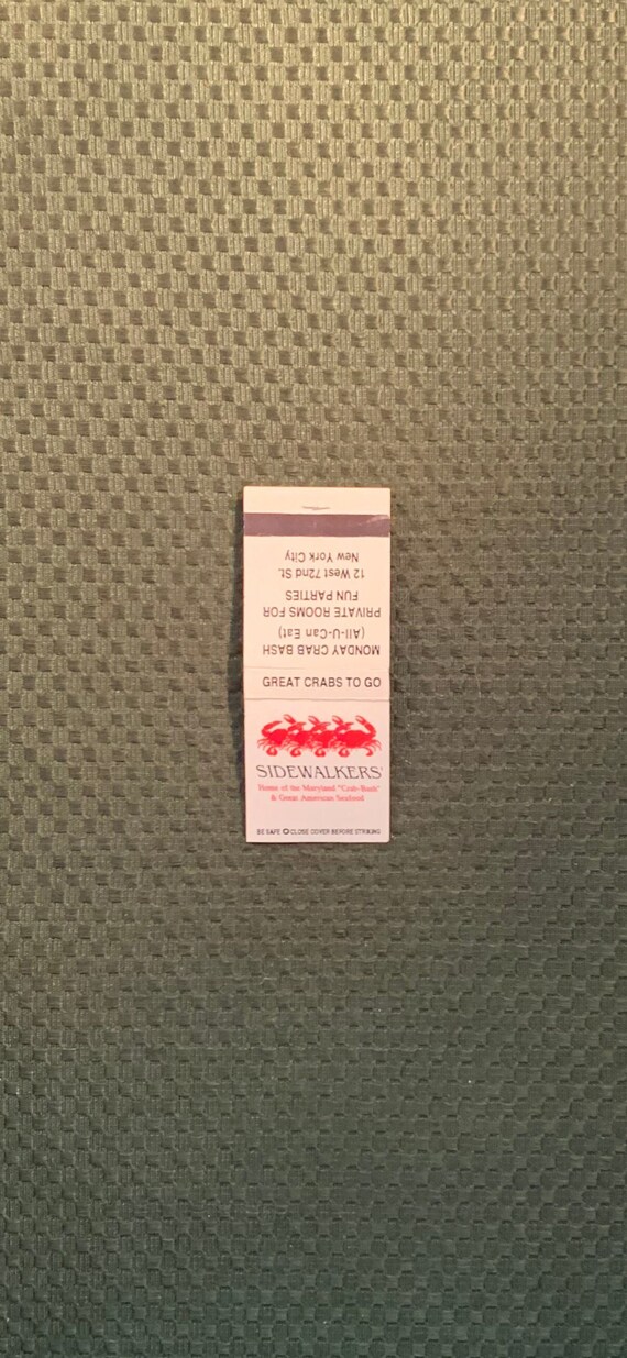 Vintage Matchbook Nyc Sidewalkers Restaurant Maryland Crab Etsy 日本