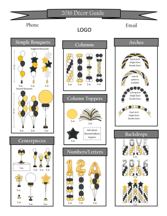 pricing flyer style a in pub and pdf includes balloon clip etsy