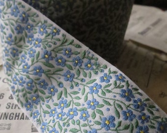 Forget-me-nots 50 mm Jacquard Woven Ribbon