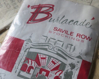 Vintage 1960's Unused Burlacade Saville Row Seam Free Micromesh Nylon Stockings-Size 9.5