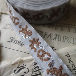 Gingerbread Men & Cookies on Silver Ribbon 15 mm Jacquard Woven Ribbon