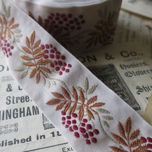 Rowan Berries 32 mm Jacquard Woven Ribbon