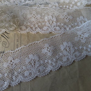 Dentelle anglaise de Nottingham écru - Fleurs de Valenciennes - 3,5 cm