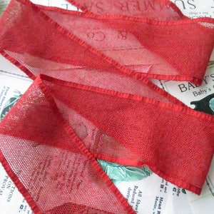 Red English Nottingham Lace- Plain Net Insertion- 5.5 cm