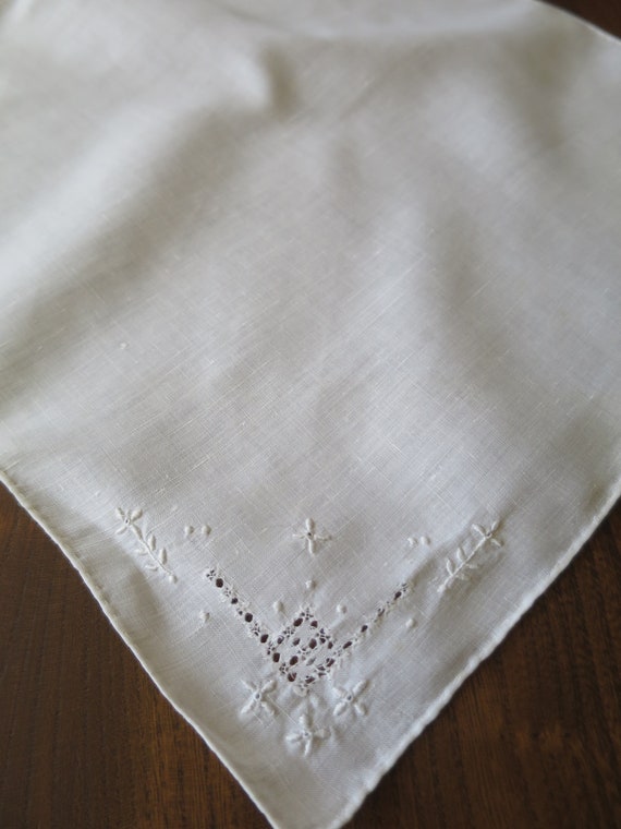 Antique Linen Handkerchief Hand Embroidered Whitework & Drawn Etsy