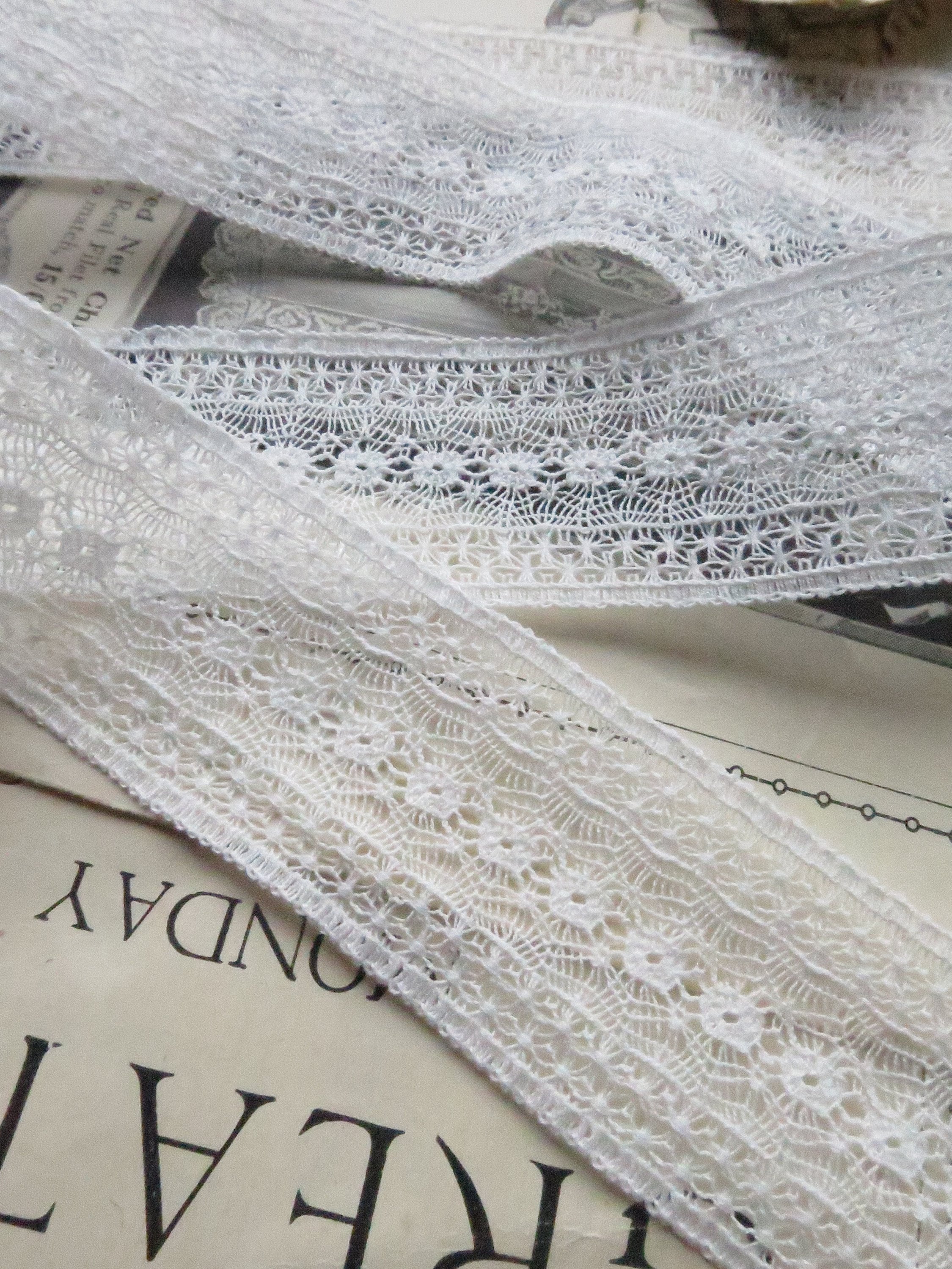 Off White English Nottingham Fine Valenciennes Lace- Delicate Inserti…